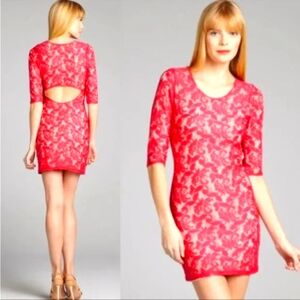 Lovers + Friends Pink Lace Backless Dress